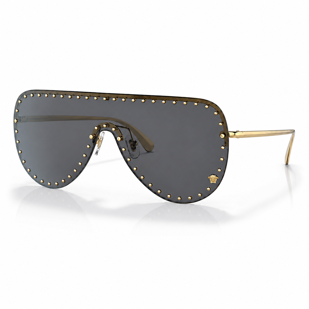Versace Studded Rimless Shield