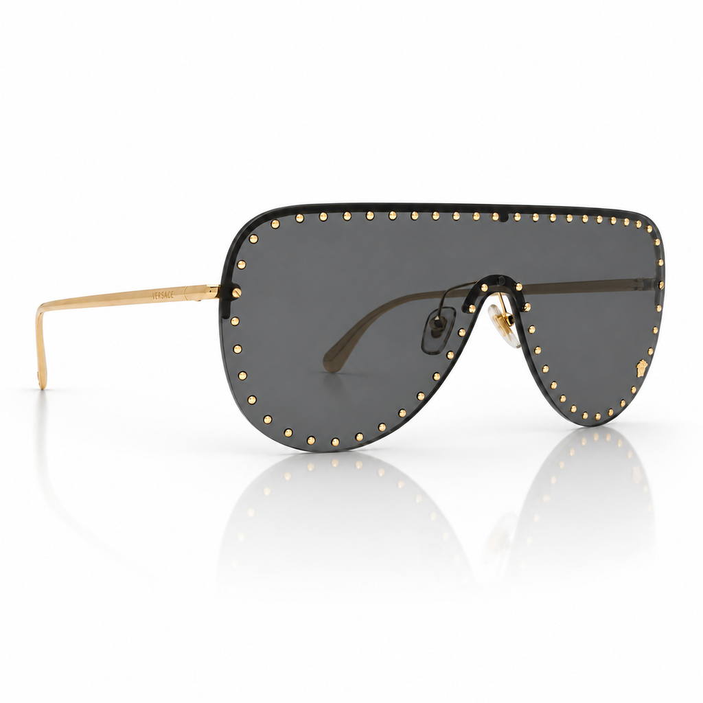 Versace Studded Rimless Shield