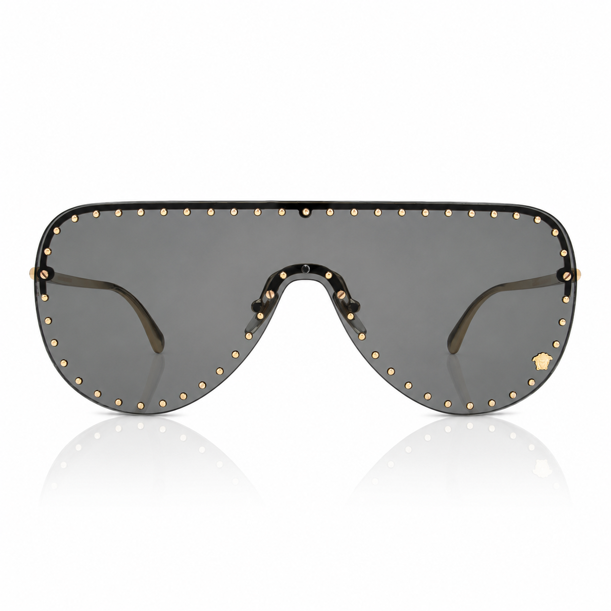 Versace Studded Rimless Shield